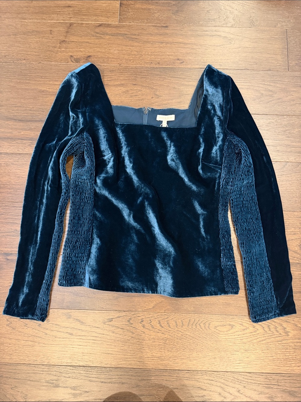 Rebecca Taylor Long Sleeve Velvet Top in Storm Size 10 NWT - C76-037